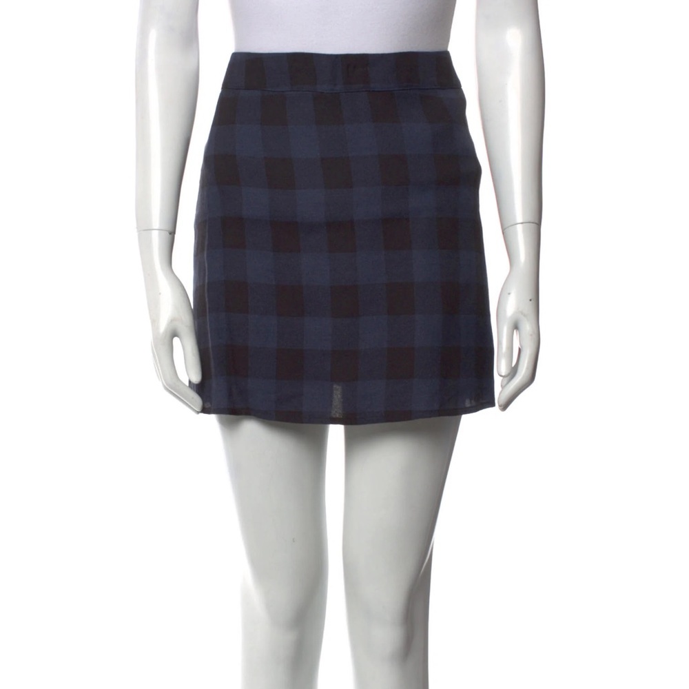 Reformation Navy and Black Plaid Mini Skirt